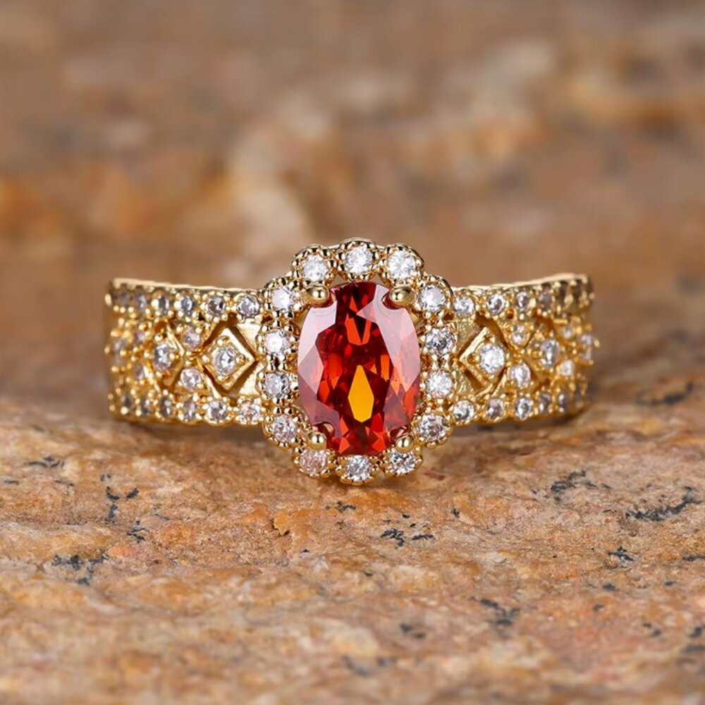 NEW 18k Yellow Gold Ruby Ring Diamond Ring Band
